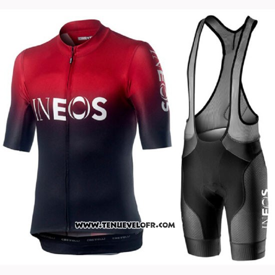 2019 Maillot Ciclismo Castelli Ineos Noir Rouge Manches Courtes et Cuissard